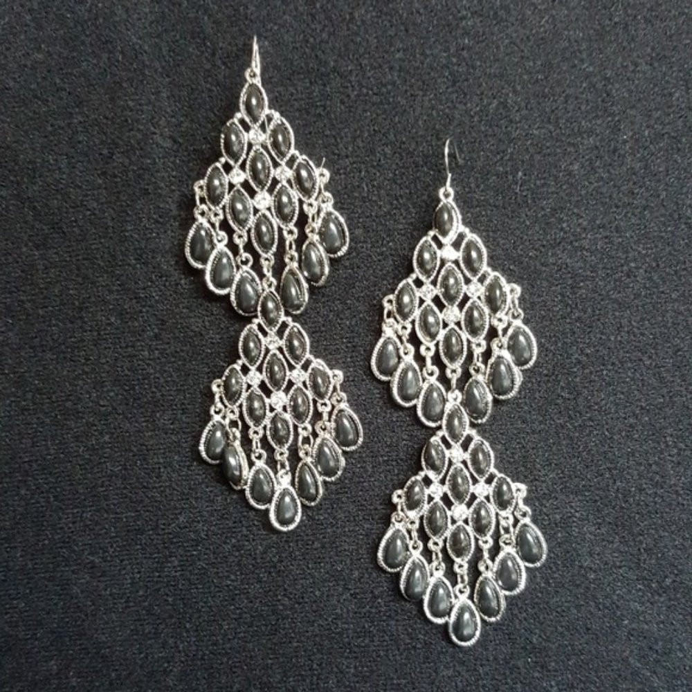 Black Stone Statement Earring Bundle | 3 Pairs - image 2